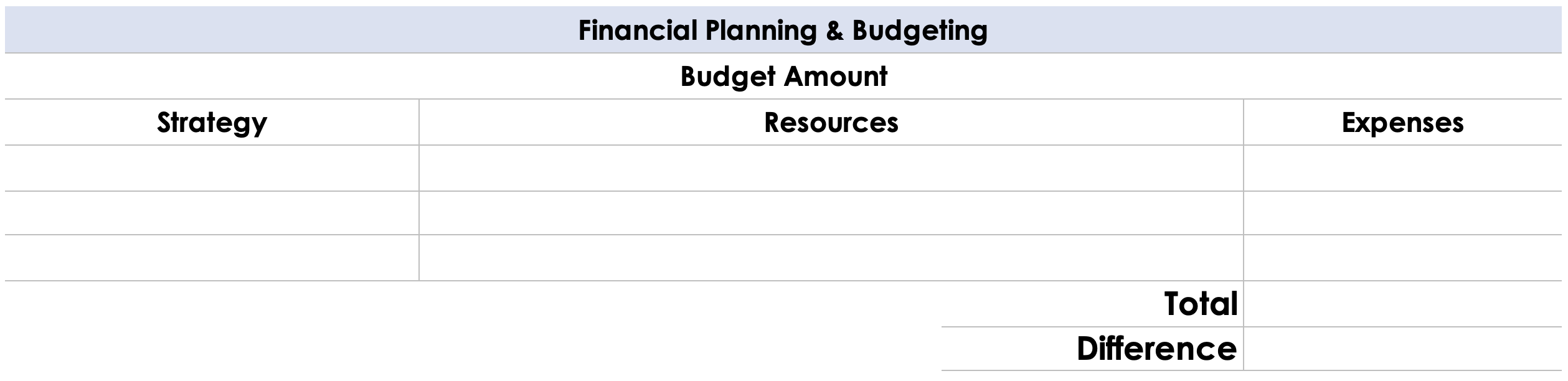 Financial planning Section in Work Transition Plan Template